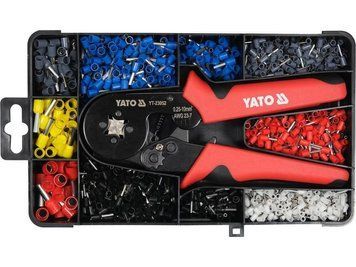 Обтискні кліщі для втулок 0,25-10 мм&sup2; в комплекті 1200 шт YATO YT-23052 YT-23052 фото