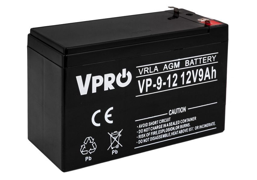 Необслуговуваний акумулятор AGM VRLA V-PRO 12 В 9 A&middot;год VOLT POLSKA 6AKUV009AG AKU91 фото