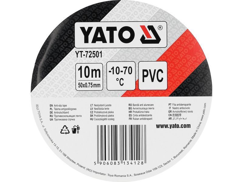 Чорна протиковзна стрічка 50 мм х 10 м YATO YT-72501 YT-72501 фото