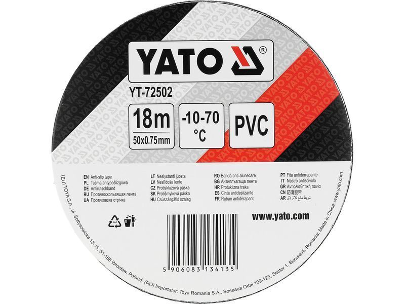 Чорна протиковзна стрічка 50 мм х 18 м YATO YT-72502 YT-72502 фото