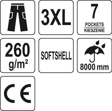 Чорні штани Softshell YATO YT-79435 розмір XXXL YT-79435 фото