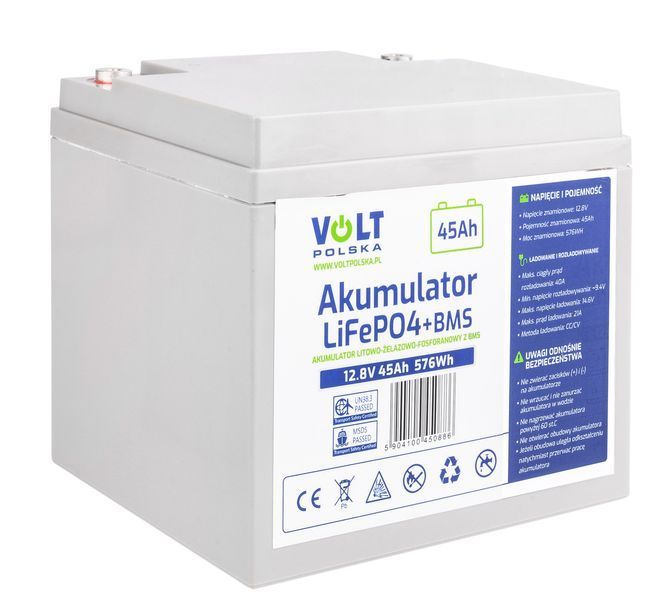 Акумулятор LiFePo4 45Ah 40A 12V BMS VOLT POLSKA 6AKLI04512 AKU64 фото