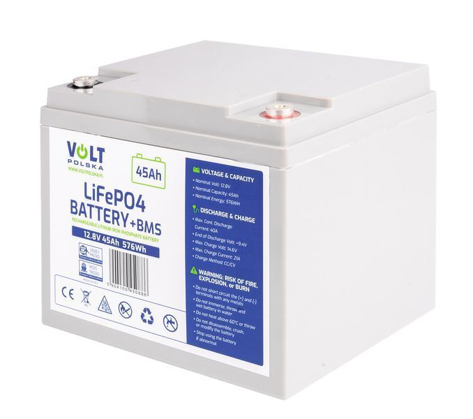 Акумулятор LiFePo4 45Ah 40A 12V BMS VOLT POLSKA 6AKLI04512 AKU64 фото