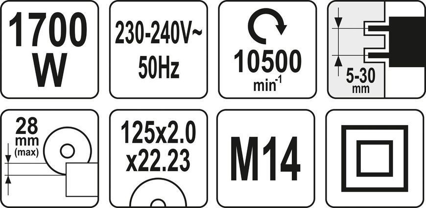 Штроборіз 1700 Вт 125 мм YATO YT-82015 YT-82015 фото