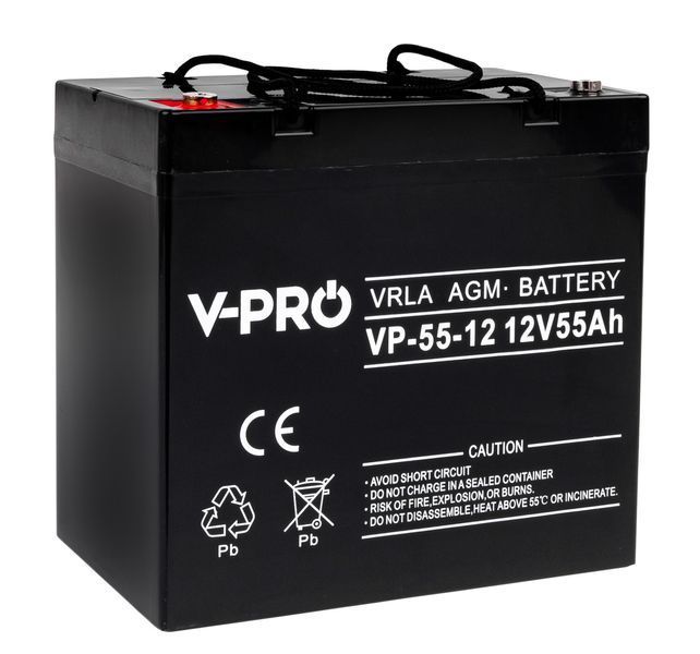Акумулятор AGM VRLA V-PRO 12 В 55 А&middot;год необслуговуваний VOLT POLSKA 6AKUAGM055 AKU12 фото