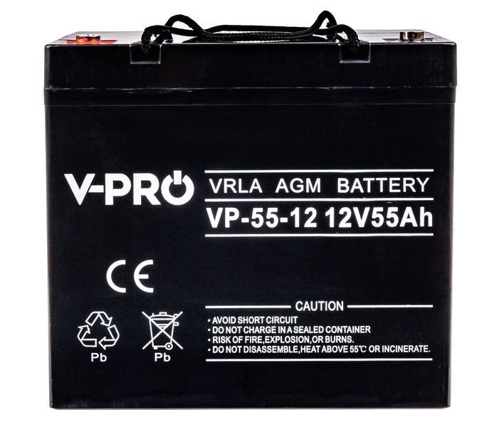 Акумулятор AGM VRLA V-PRO 12 В 55 А&middot;год необслуговуваний VOLT POLSKA 6AKUAGM055 AKU12 фото