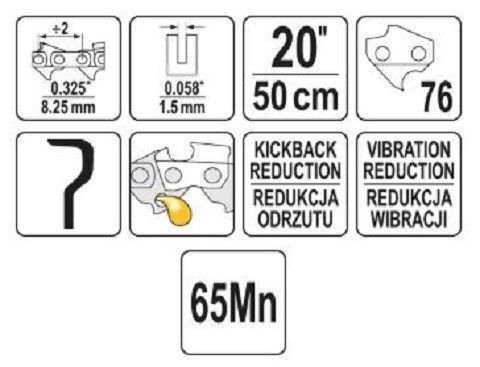 Ланцюг для бензопили 20" 0.325" 76 напівдолото YATO YT-84944 YT-84944 фото