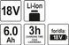 Акумулятор Li-Ion 18V 6Ah YATO YT-82845 YT-82845 фото 4