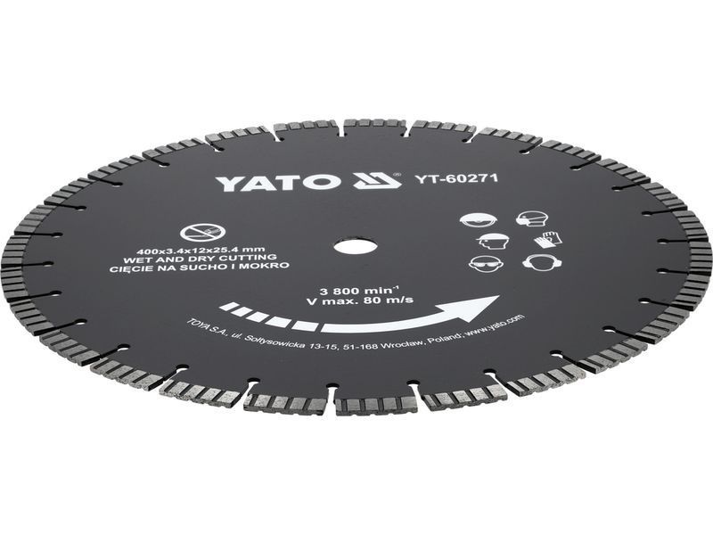 Алмазний диск 400х25.4 мм для бордюрних каменів бетон YATO YT-60271 YT-60271 фото