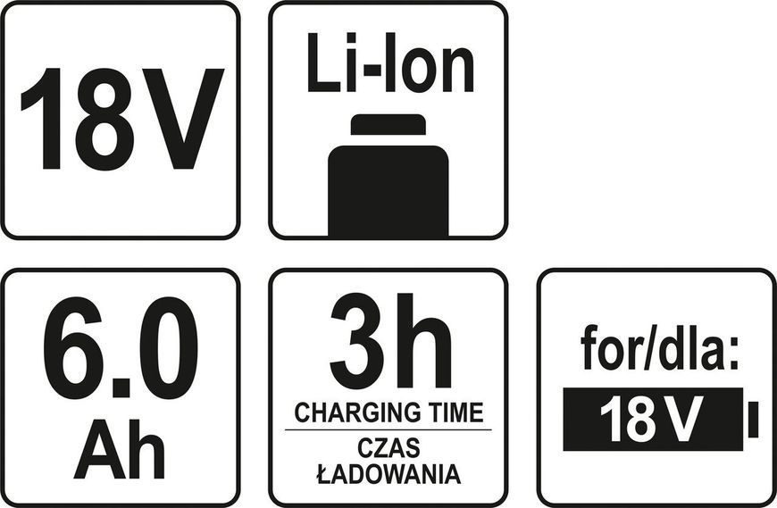 Акумулятор Li-Ion 18V 6Ah YATO YT-82845 YT-82845 фото