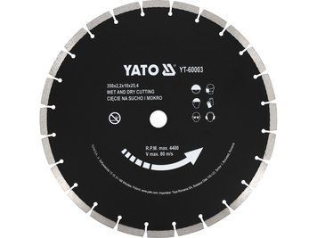Алмазний диск по бетону 350х25.4мм, сухе та вологе різання YATO YT-60003 YT-60003 фото