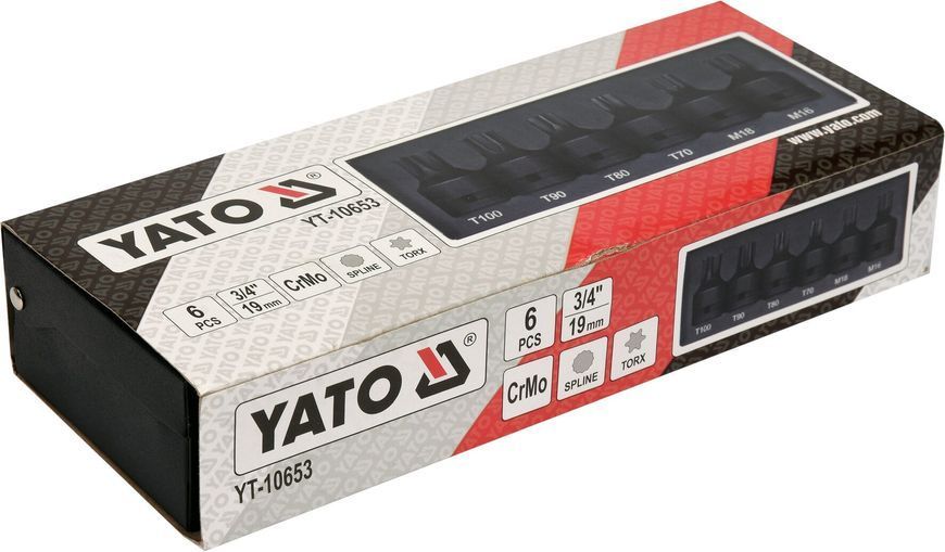 Набір ударних біт Torx/Spline 6 одиниць YATO YT-10653 YT-10653 фото