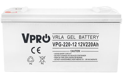 Необслуговуваний акумулятор VPRO GEL SOLAR 12 В 220 Аг VOLT POLSKA 6AKUGEL220 AKU67 фото