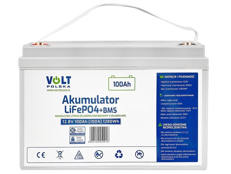 Акумулятор LiFePo4 100Аг 100А 12В BMS VOLT POLSKA 6AKLI10012 AKU45 фото