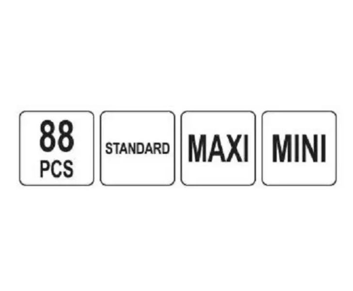 Комплект запобіжників MINI/STANDARD/MAXI 88 шт. YATO YT-83147 YT-83147 фото