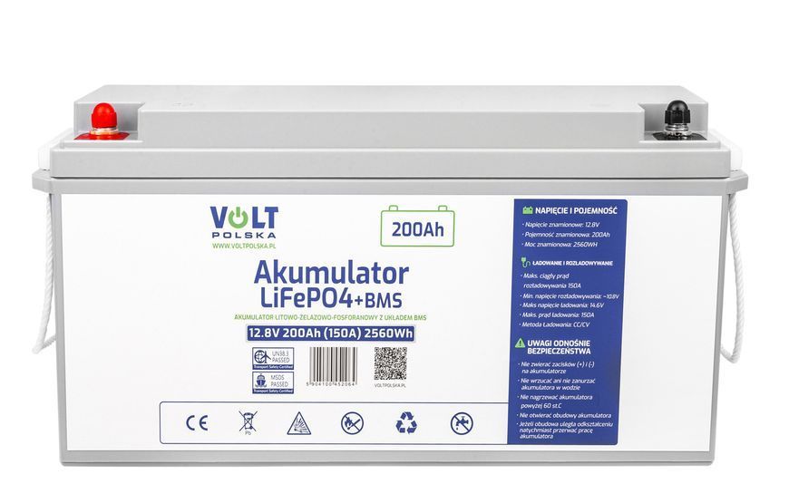 Акумулятор для кемпера LiFePo4 BMS 200ah 12,8V 150A дуже легкий VOLT POLSKA 6AKLI20012 AKU98 фото
