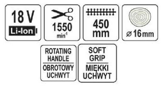 Акумуляторний кущоріз 18B, 45см, без акумулятора YATO YT-828332 YT-828332 фото