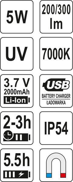 Багатофункціональний ліхтар ультрафіолетовий 5 Вт YATO YT-08580 YT-08580 фото