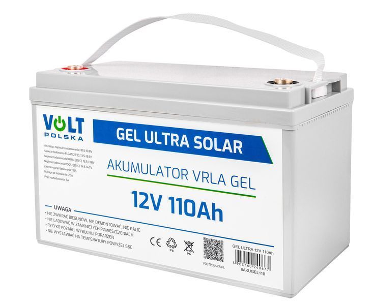 Гелевий акумулятор глибокого циклу 12 В 110 А&middot;год V-PRO VOLT POLSKA 6AKUGEL110 AKU120 фото