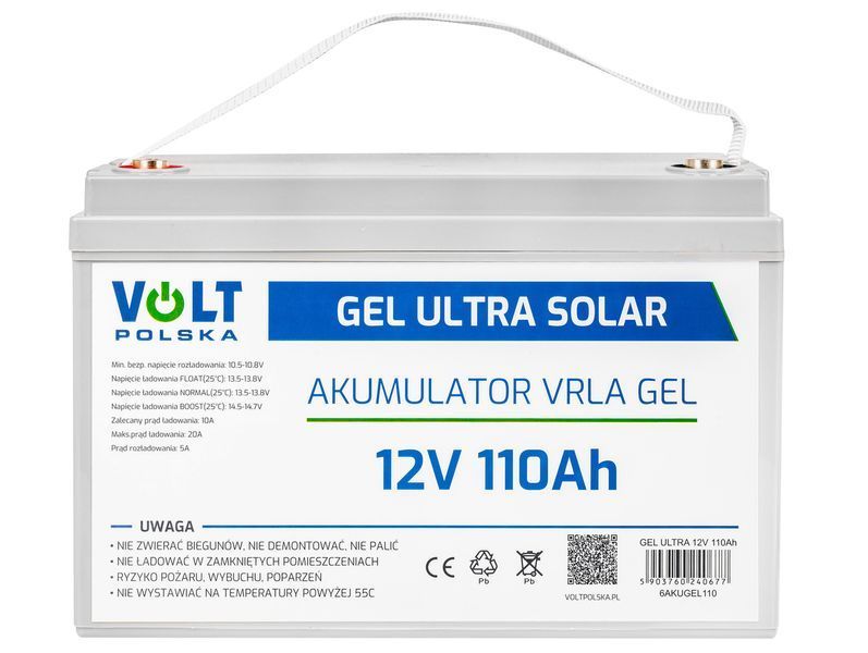 Гелевий акумулятор глибокого циклу 12 В 110 А&middot;год V-PRO VOLT POLSKA 6AKUGEL110 AKU120 фото
