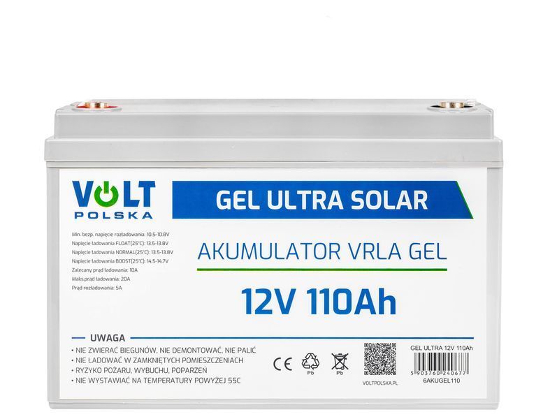 Гелевий акумулятор глибокого циклу 12 В 110 А&middot;год V-PRO VOLT POLSKA 6AKUGEL110 AKU120 фото