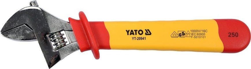 Ключ розвідний діелектричний VDE до 1000 В 250 мм YATO YT-20941 YT-20941 фото