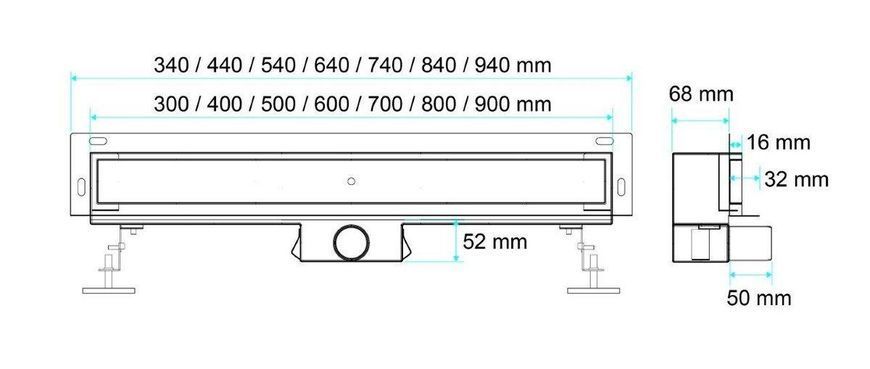 Трап лінійний настінний 30 см BRICK WET&DRY Fala 75350 (сухий затвор) Fala 75350 фото